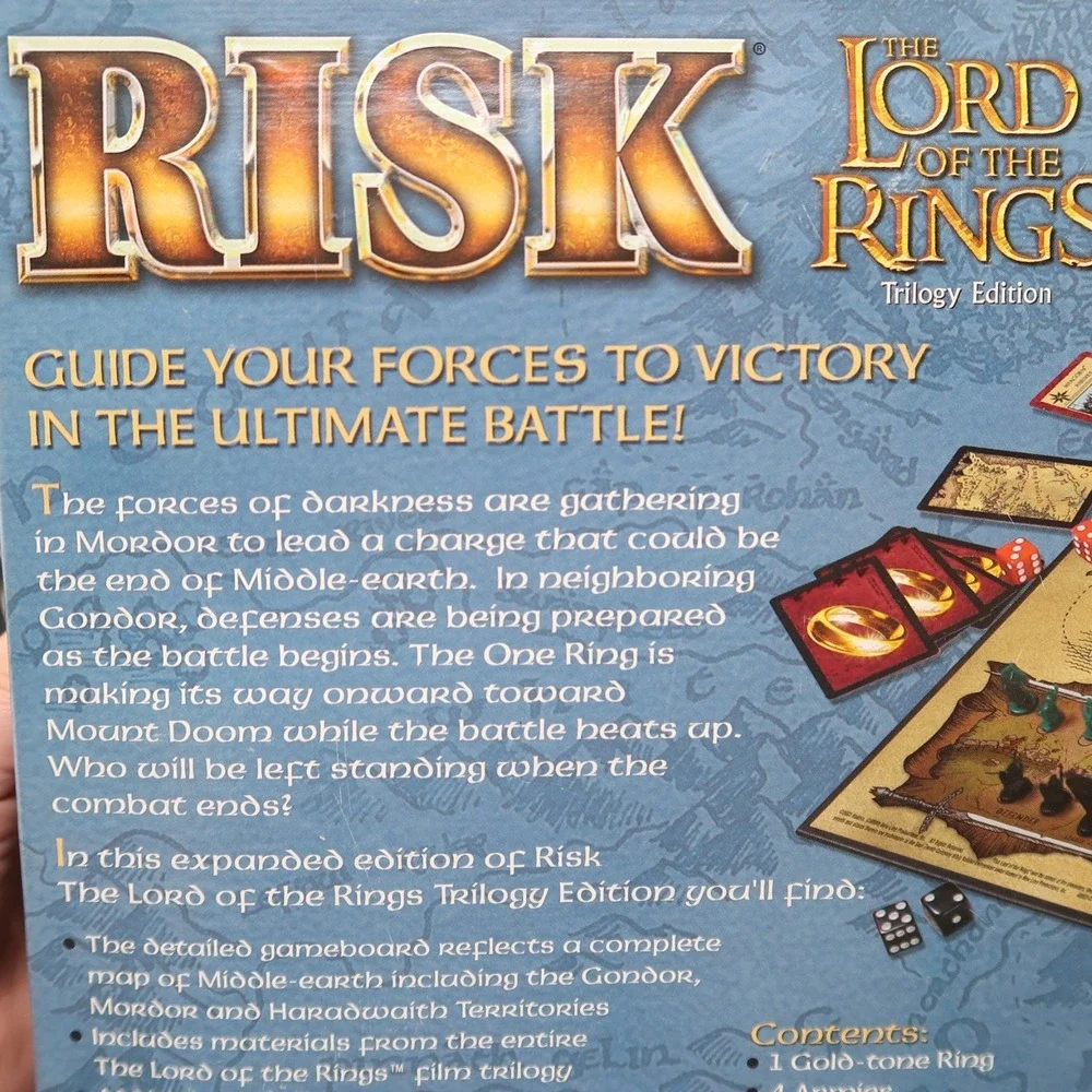 Lord Of The Rings RISK Trilogy Edition Parker Brothers Board Game Complete wRing